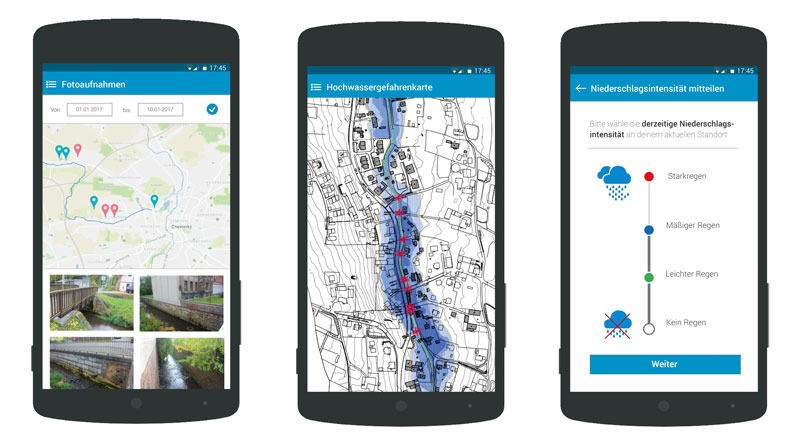 Verfügbare Fotos und Hochwassergefahrenkarte ansehen, Niederschlagsereignis bewerten